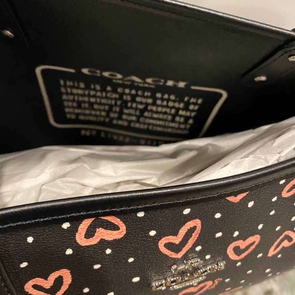 Coach Reversible Tote Heart Print Black Pink Multi